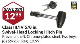 Princess Auto Class iii/iv 5/8 in. swivel-head locking hitch offer