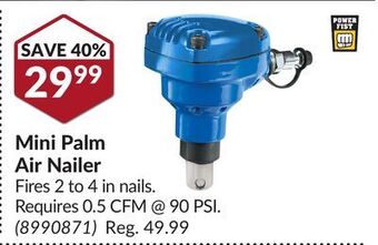 Princess Auto Mini palm air nailer offer