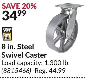 Princess Auto 8 in. steel swivel caster offer