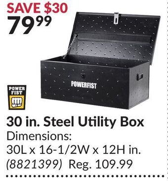 Princess Auto 30 in. steel utility box offer