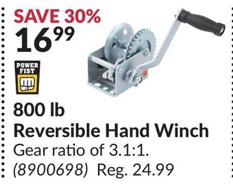 Princess Auto 800 lb reversible hand winch offer