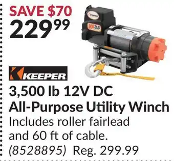 Princess Auto 3,500 lb 12v dc all-purpose utility winch offer