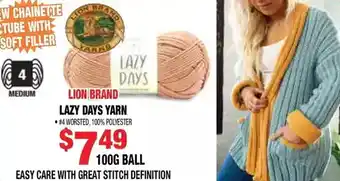 Len's Mill Stores Lion brand lazy days yarn offer