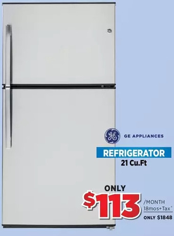 Surplus Furniture Ge stainless steel 21 cubic foot refrigerator offer
