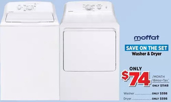 Surplus Furniture Moffat white 27" washer & dryer set offer