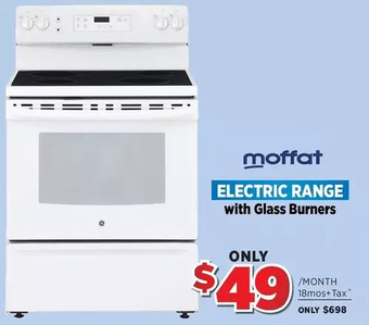 Surplus Furniture Moffat white 30" electric range with glass burners offer