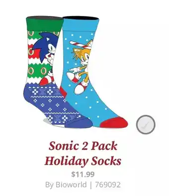 GameStop Sonic 2 pack holiday socks offer