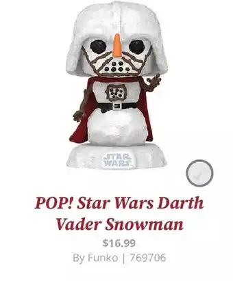GameStop Funko pop! star wars darth vader snowman offer