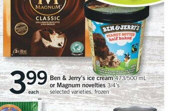 Fortinos Ben & Jerry's Ice Cream or Magnum Novelties offer