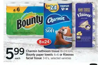 Fortinos Charmin Bathroom Tissue , Bounty Paper Towels or Kleenex Facial Tissue offer