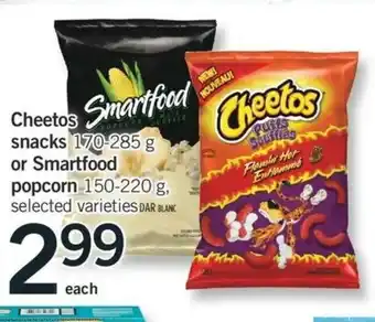 Fortinos Cheetos Snacks or Smartfood Popcorn offer