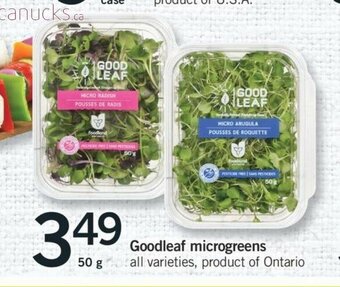 Fortinos Goodleaf Microgreens offer