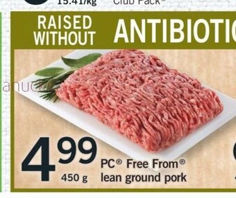 Fortinos PC Free From Lean Ground Pork offer