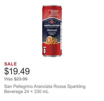 Costco San pellegrino aranciata rossa sparkling beverage 24 × 330 ml offer