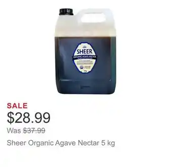 Costco Sheer organic agave nectar 5 kg offer