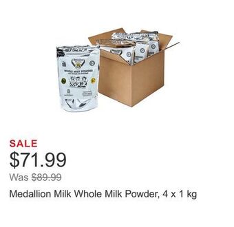 Costco Medallion milk whole milk powder, 4 x 1 kg offer