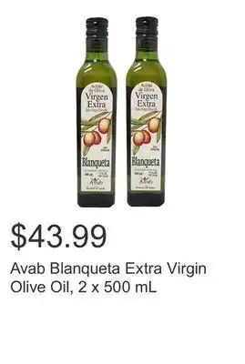 Costco Avab blanqueta extra virgin olive oil, 2 x 500 ml offer