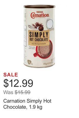 Costco Carnation simply hot chocolate, 1.9 kg offer