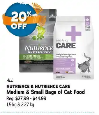 Ren’s Pets Depot All nutrience & nutrience care medium & small bags of cat food offer
