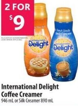 Co-op International Delight Coffee Creamer 946ml Or Silk Creamer 890ml offer