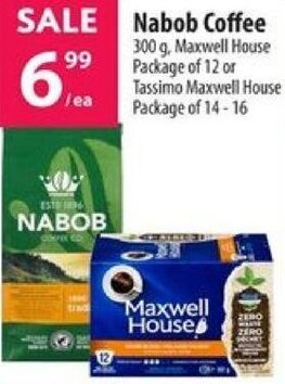 Co-op Nabob Coffee 300g, Maxwell House Package Of 12 Or Tassimo Maxwell House Package Of 14-16 offer