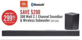 The Brick Jbl bar deep bass 2.1 soundbar and wireless subwoofer - jbl2gbar21dbblkam offer