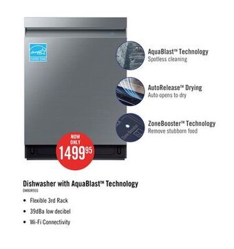 The Brick Samsung built-in dishwasher with aquablast™ technology - dw80r9950us/ac offer