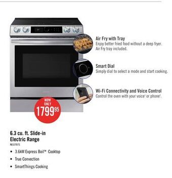 The Brick Samsung bespoke 6.3 cu. ft. slide-in electric range with true convection – ne63t8711ss/ac offer
