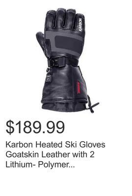 Costco Karbon heated ski gloves goatskin leather with 2 lithium- polymer battery offer