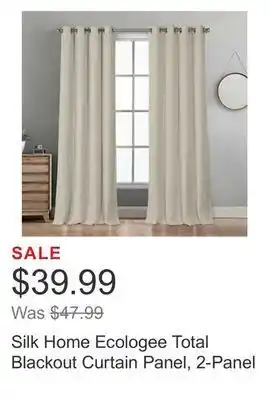 Costco Silk home ecologee total blackout curtain panel, 2-panel offer