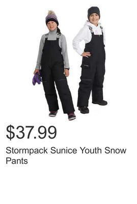 Costco Stormpack sunice youth snow pants offer