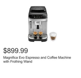 Costco Magnifica evo espresso and coffee machine with frothing wand offer
