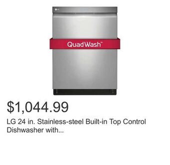 Costco Lg 24 in. stainless-steel built-in top control dishwasher with adjustable third-level rack offer