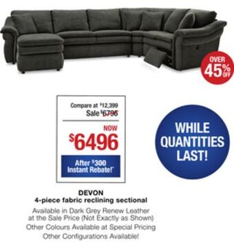 La Z Boy Devon 4-piece fabric reclining sectional offer