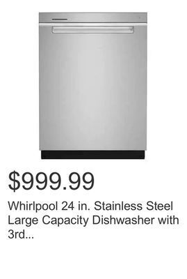 Costco Whirlpool 24 in. stainless steel large capacity dishwasher with 3rd rack offer