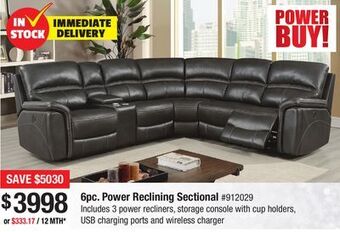 Bad Boy Superstore 6pc. power reclining sectional offer