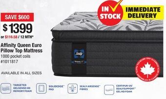 Bad Boy Superstore Affinity queen euro pillow top mattress offer