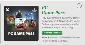 GameStop Xbox game pass for pc 3-month membership offer