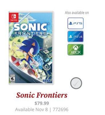 GameStop Sonic frontiers offer