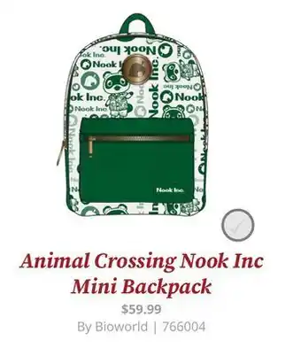 GameStop Animal crossing nook inc mini backpack offer