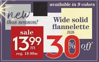 Fabricville Wide solid flannelette offer
