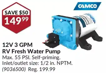 Princess Auto Camco 12v 3 gpm rv fresh water pump offer