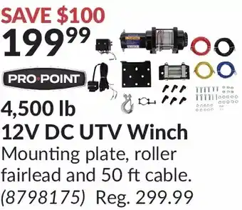 Princess Auto Pro.point 4,500 lb 12v dc utv winch offer