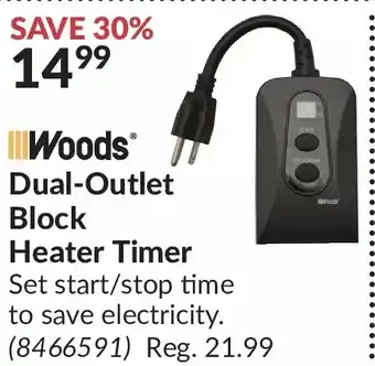 Princess Auto Dual-outlet block heater timer woods offer
