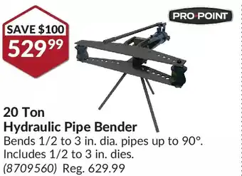 Princess Auto Pro.point 20 ton hydraulic pipe bender offer