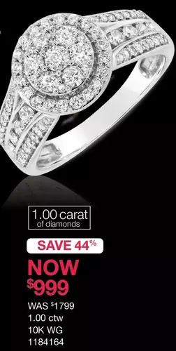 Charm Diamond 10k white gold 1.00ctw round diamond fashion ring offer