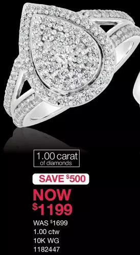 Charm Diamond 10k white gold 1.00ctw diamond pear shape fashion ring offer