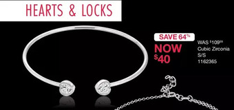 Charm Diamond Sterling silver cubic zirconia heart bangle offer