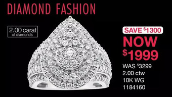 Charm Diamond 10k white gold diamond fashion pear ring 2.00ctw i2i3/hij offer