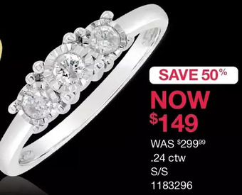 Charm Diamond Sterling silver three stone 0.24ctw diamond ring offer